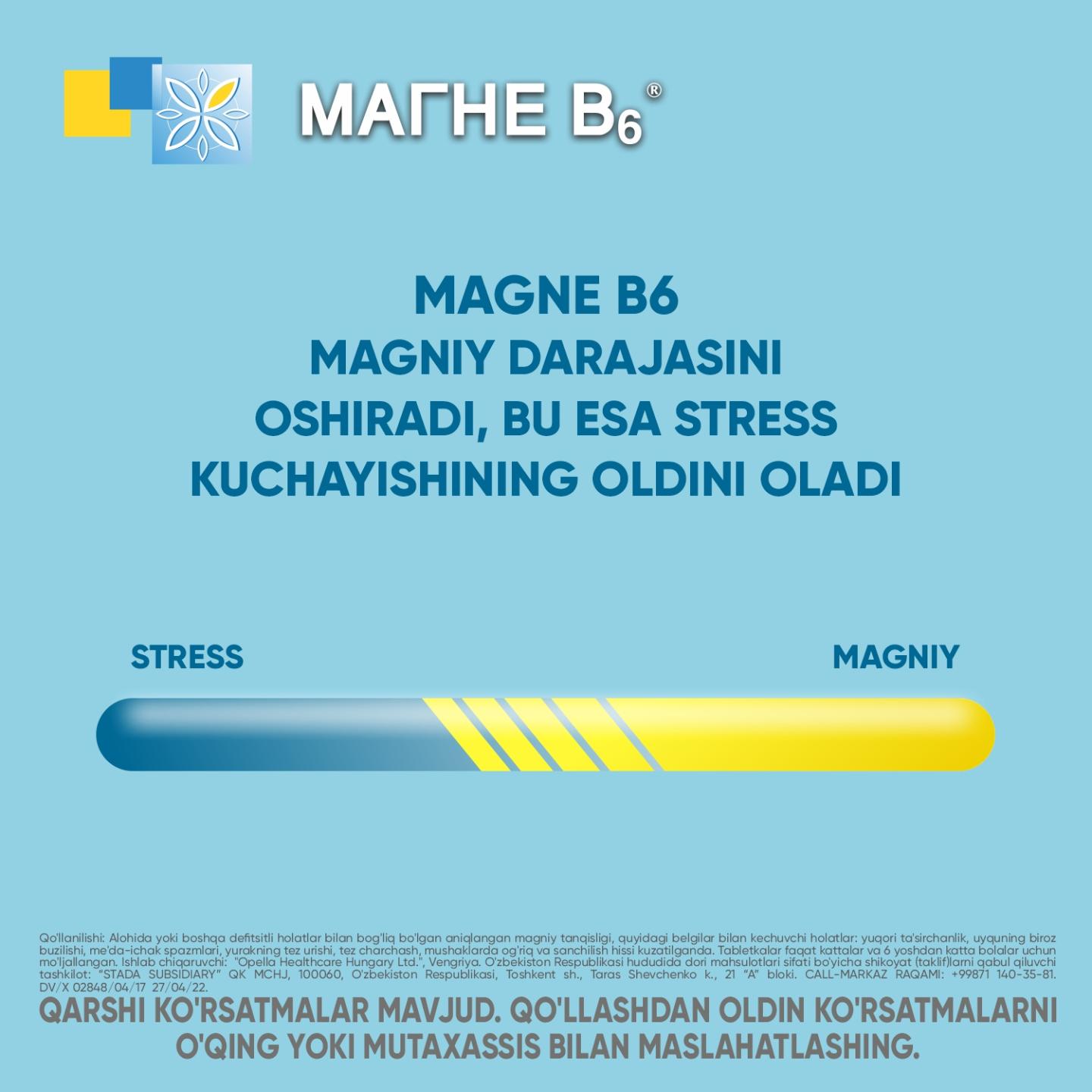 MAGNE B6 tabletkalari 5mg N60