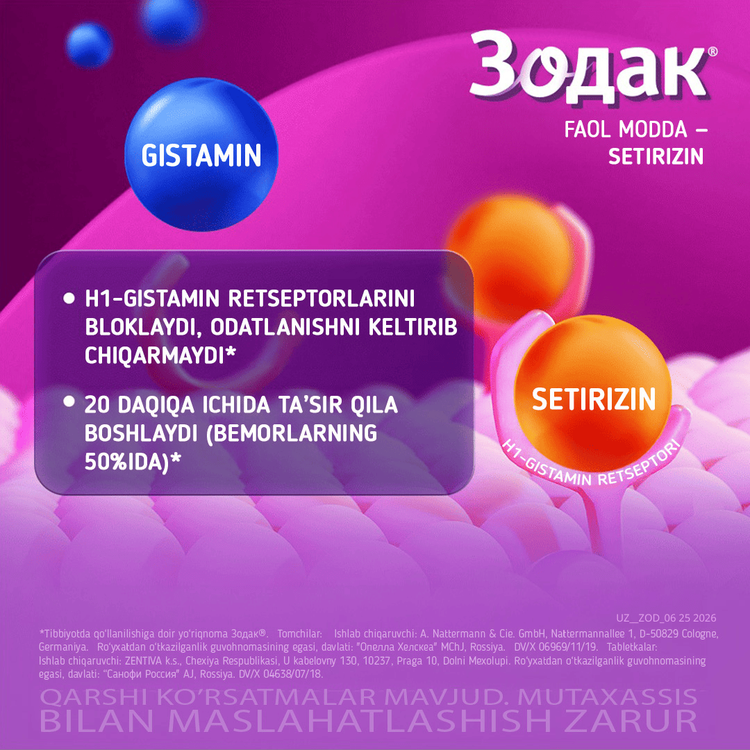 ZODAK tabletkalari 10mg N30