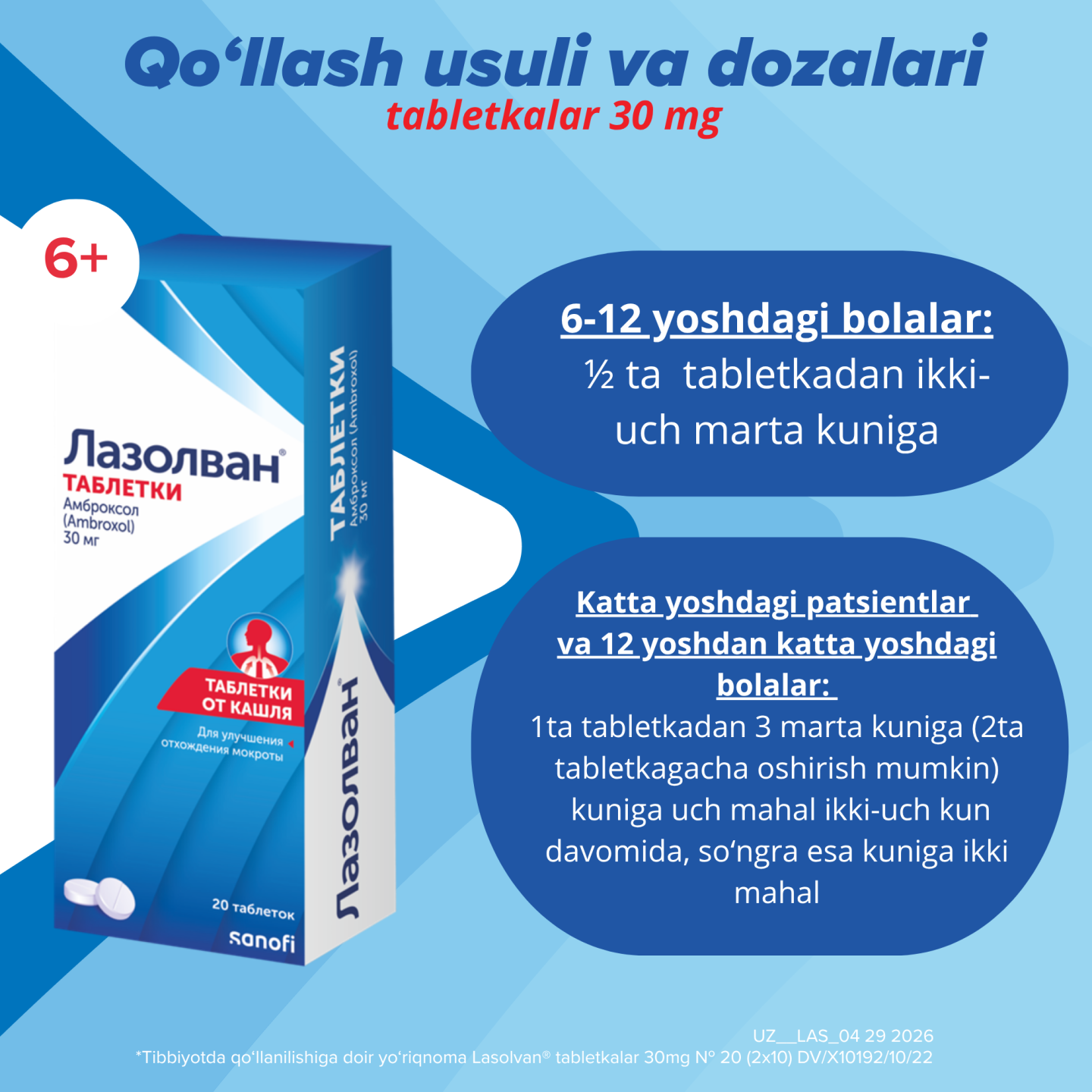 ЛАЗОЛВАН таблетки 30мг N20