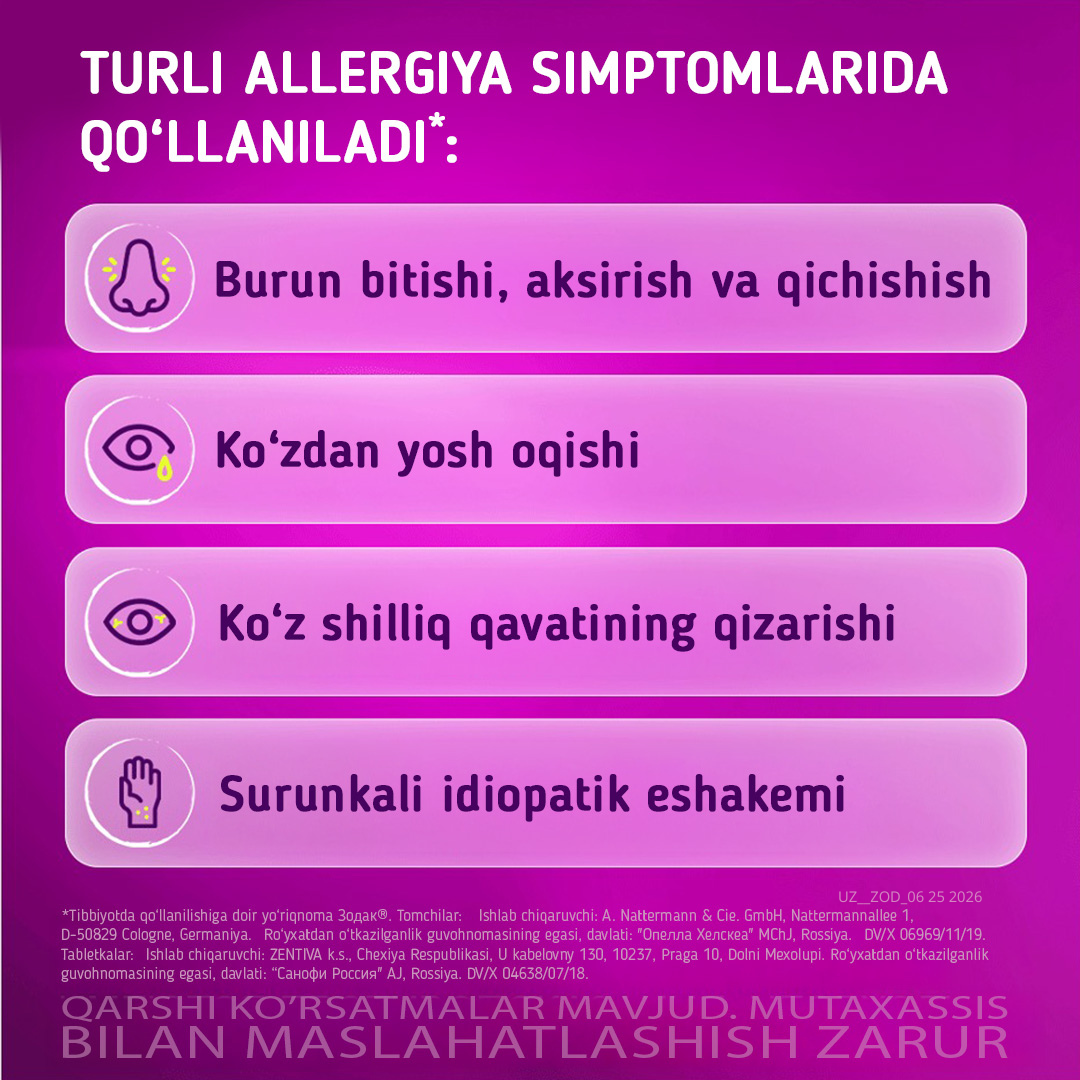 ZODAK tabletkalari 10mg N30