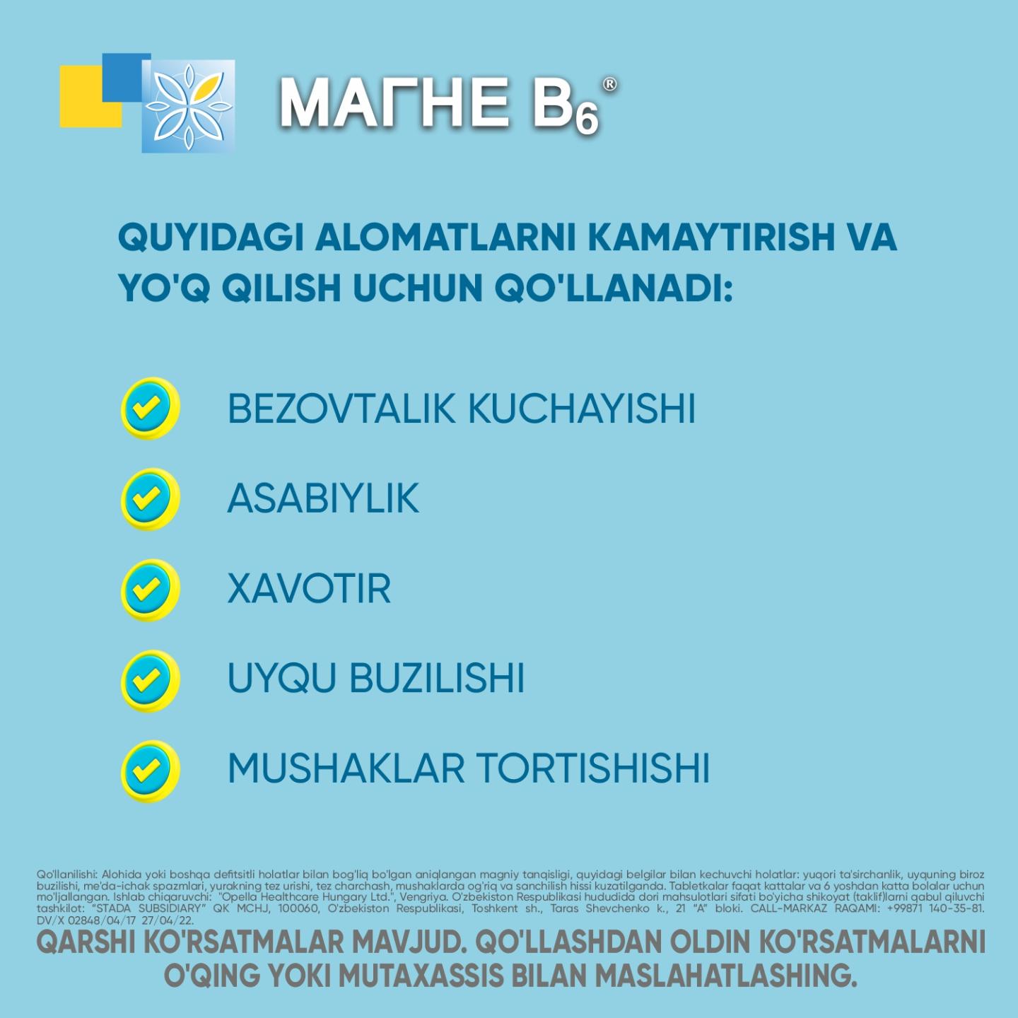 MAGNE B6 tabletkalari 5mg N60