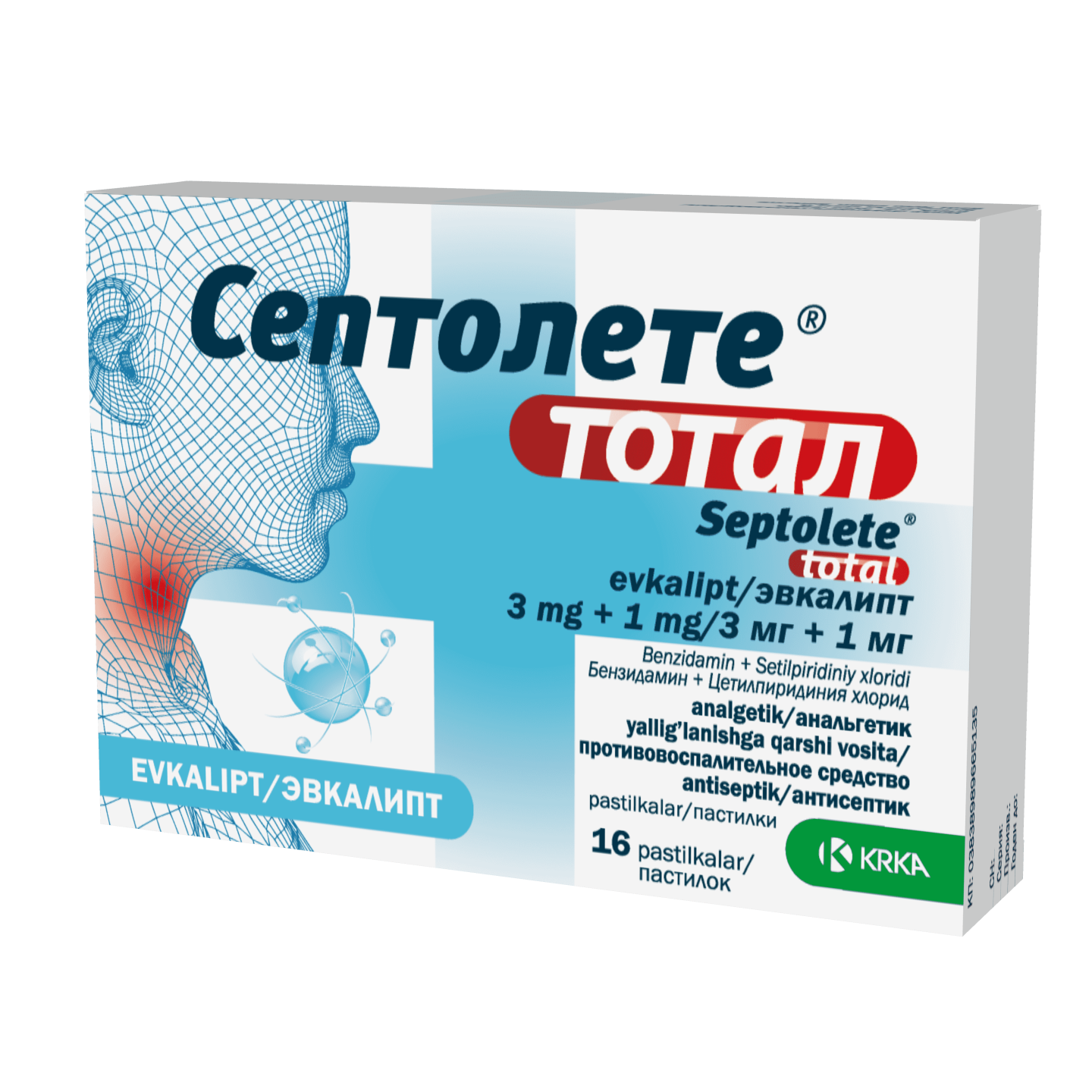 SEPTOLETE TOTAL 0,003 + 0,001 tabletkalari N16