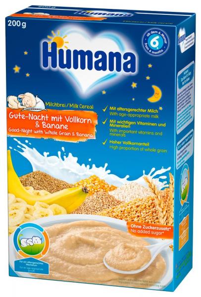 Humana Molochnaya kasha spokoynoy nochi s bananom 200g s 6 mesyasev