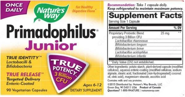 Primadofilus Bifidus Nature's way Primadophilus junior (90 sht.)