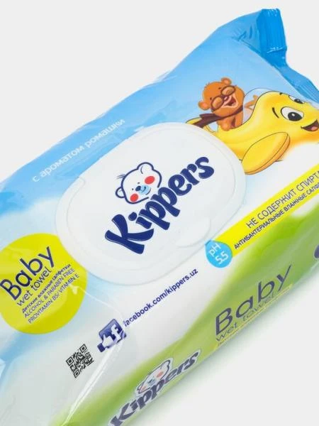 Bolalar uchun nam salfetkalar "Kippers" - 120 dona.
