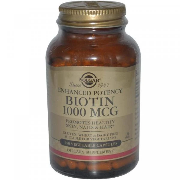 Sog'lom teri va sochlar uchun biotin tabletkalari tabiiy