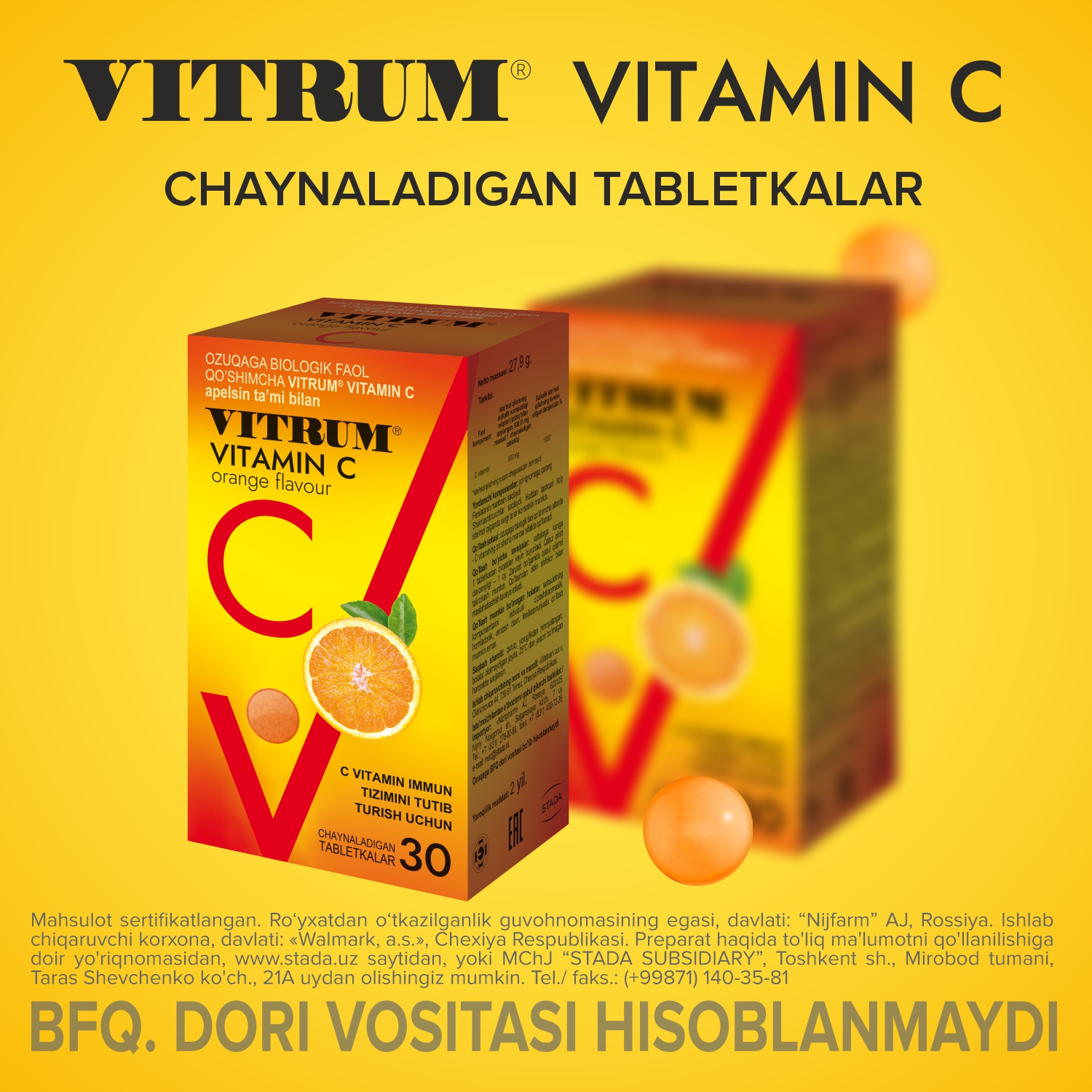 VITRUM (VITAMIN S) jevatelnie tabletkalari N30