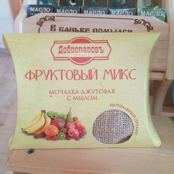 Мочалка джутовая с мылом.