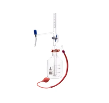 Byuretka, avtomatik, shisha, ptfe oraliq kran bilan, 25 ml