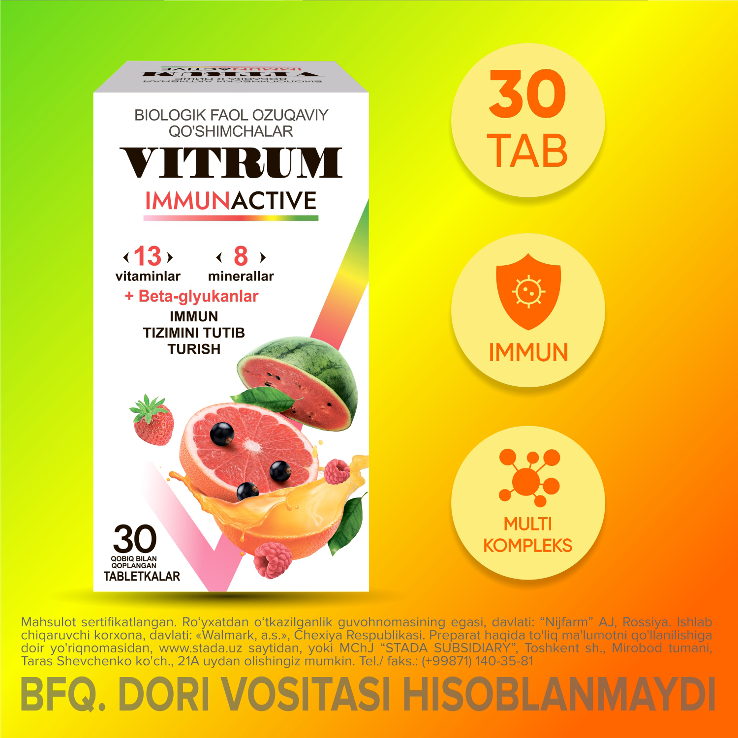 VITRUM IMMUNAKTIV tabletkalari N30