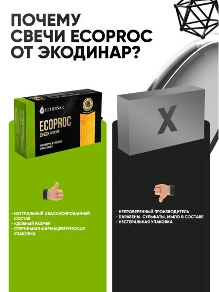 Gemorroy va Rektum yoriqlari uchun "ECOPROC" fitosvechlari