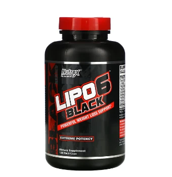 Nutrex Research Lab yog 'yoqilg'isi, LIPO-6 qora, haddan tashqari quvvat, 120 qora kapsula