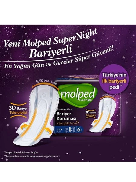 Supernight gigiyena prokladkalari qo'shimcha uzun, 6 dona/paket molplangan