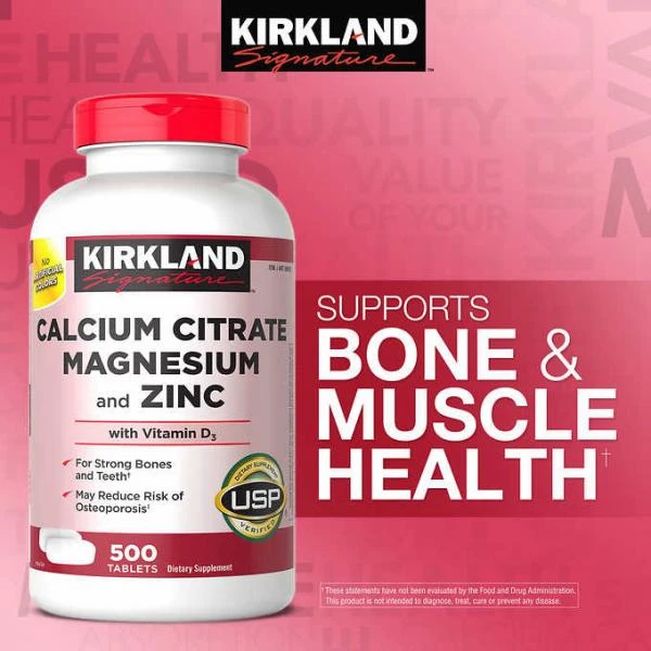 Капсулы Цитрат кальция, магнезия и цинк Kirkland Signature Kirkland Calcium citrate magnesium zinc (500 шт.)