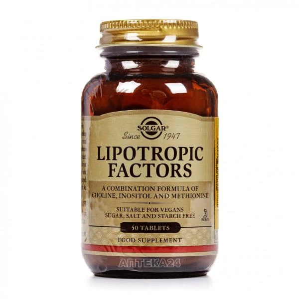 Solgar tomonidan ishlab chiqarilgan "lipotropik omil" parhez tabletkalari