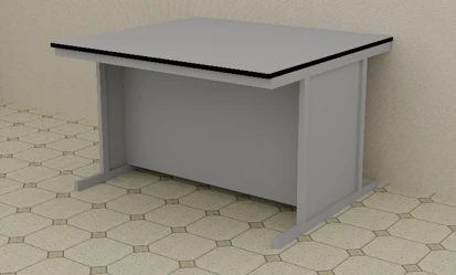 Shkaflar va javonlar bilan laboratoriya stoli (orol) 1500*1500*1850, 4-model