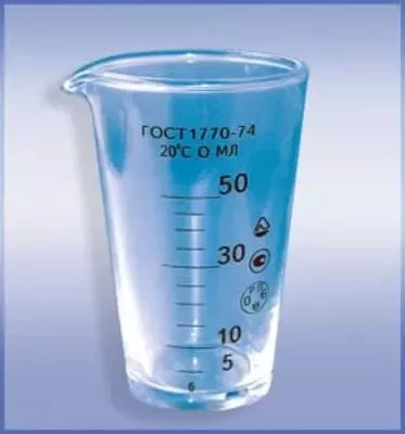 50 ml hajmli shisha o'lchov stakan