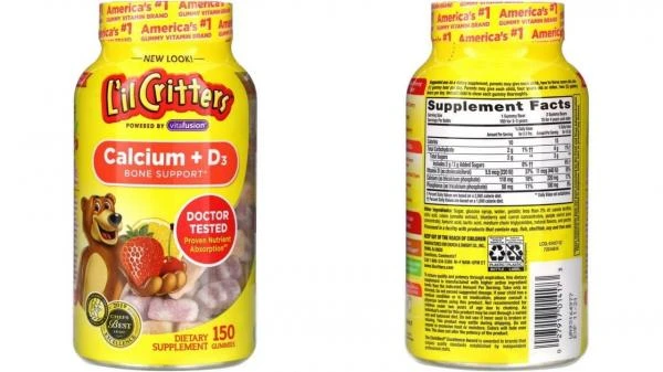 L'il L'il Critters, Детский Кальций + D3, поддержка костей, вкусы черной вишни, апельсина и клубники, 150 мармеладов