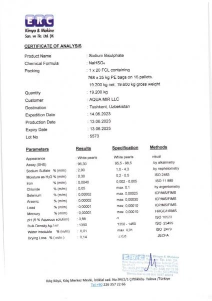 Hovuz uchun PH minus ph cupit instruksiyasini kamaytirish uchun turkiy ertzim yeyish