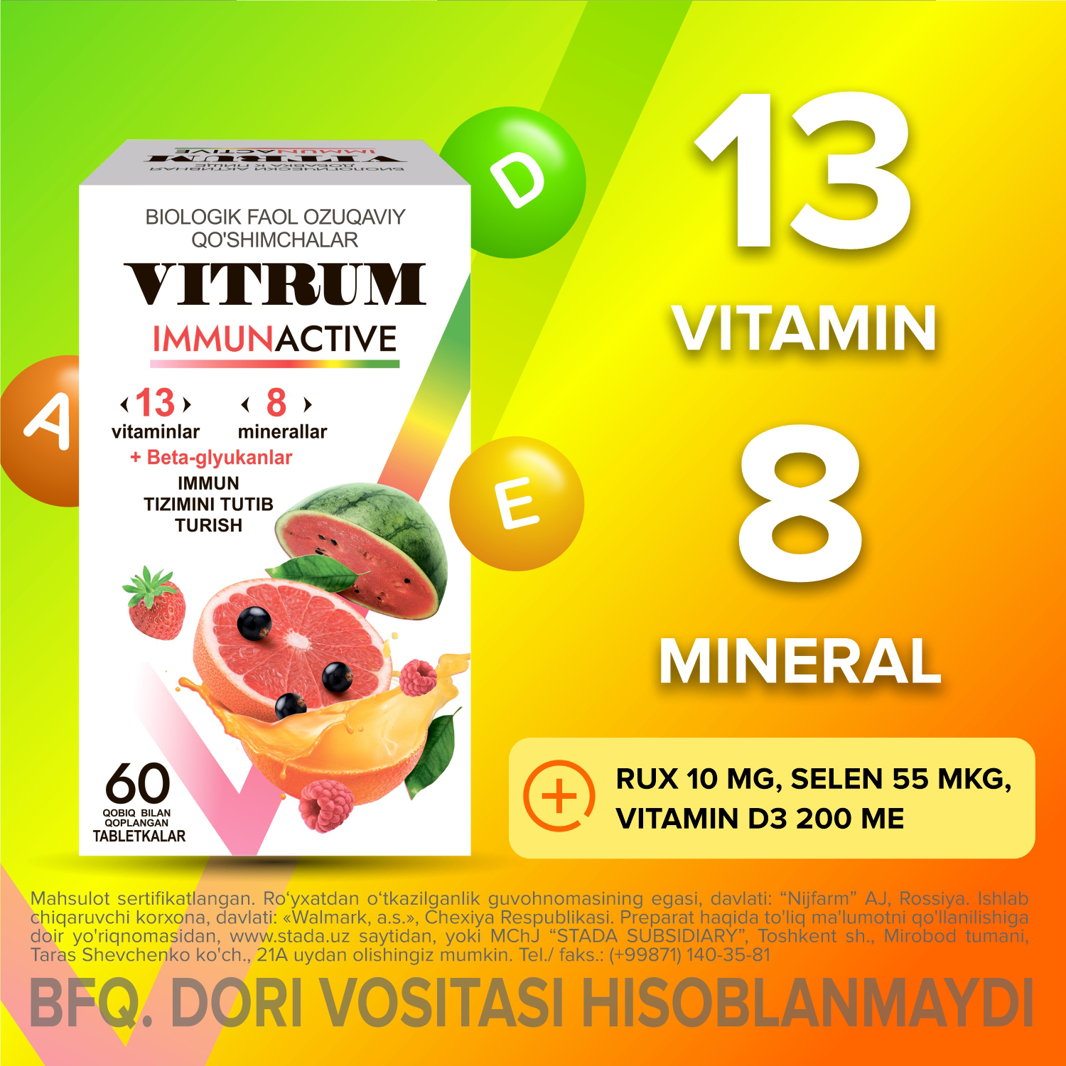 VITRUM IMMUNAKTIV tabletkalari N60