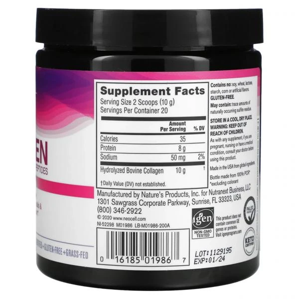 Neocell, пептиды супер коллагена, без вкусовых добавок, 200 гр.