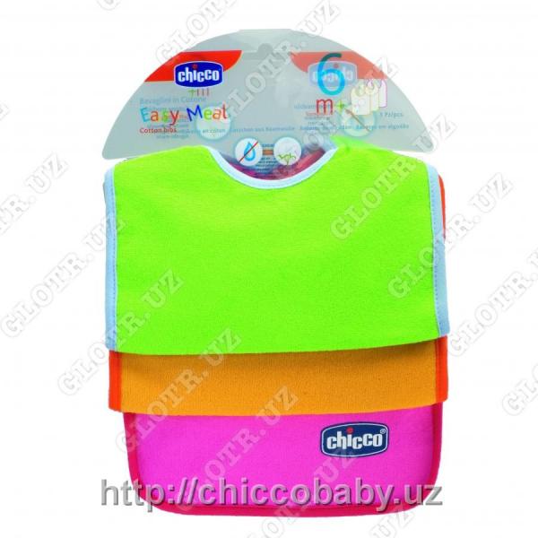 NAGRUDNIK CHICCO COTTON BIBS 3 PIECES 6 M+