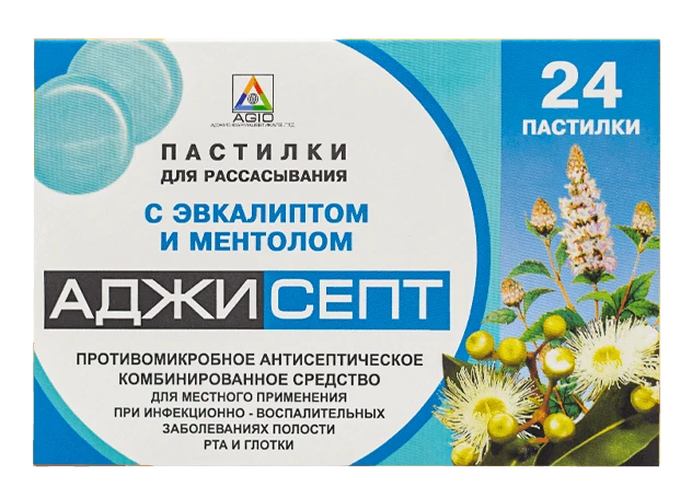 ADJISEPT pastilkalar so vkusom mentola i evkalipta N24