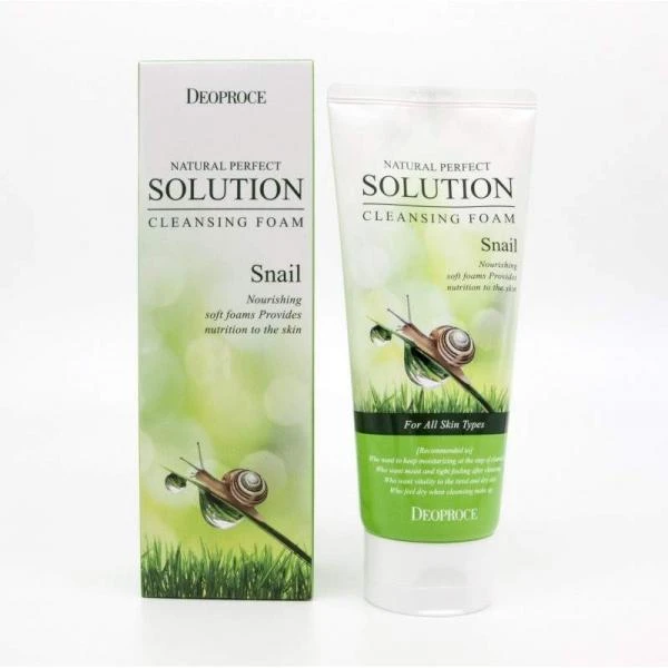 Пенка для умывания с улиточным муцином natural perfect solution cleansing foam snail 5528 Deoproce (Корея)