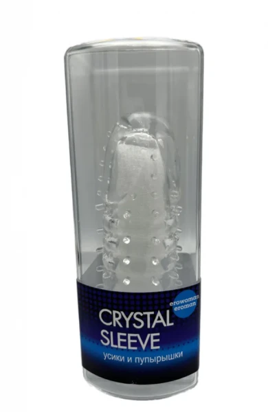 Рельефный удлинитель мужского достоинства Crystal sleeve с усиками и пупырышками 13 см