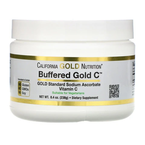 Витамин C в форме порошка, California Gold Nutrition, Buffered Gold C , аскорбат натрия, 238 г (8,4 унции)