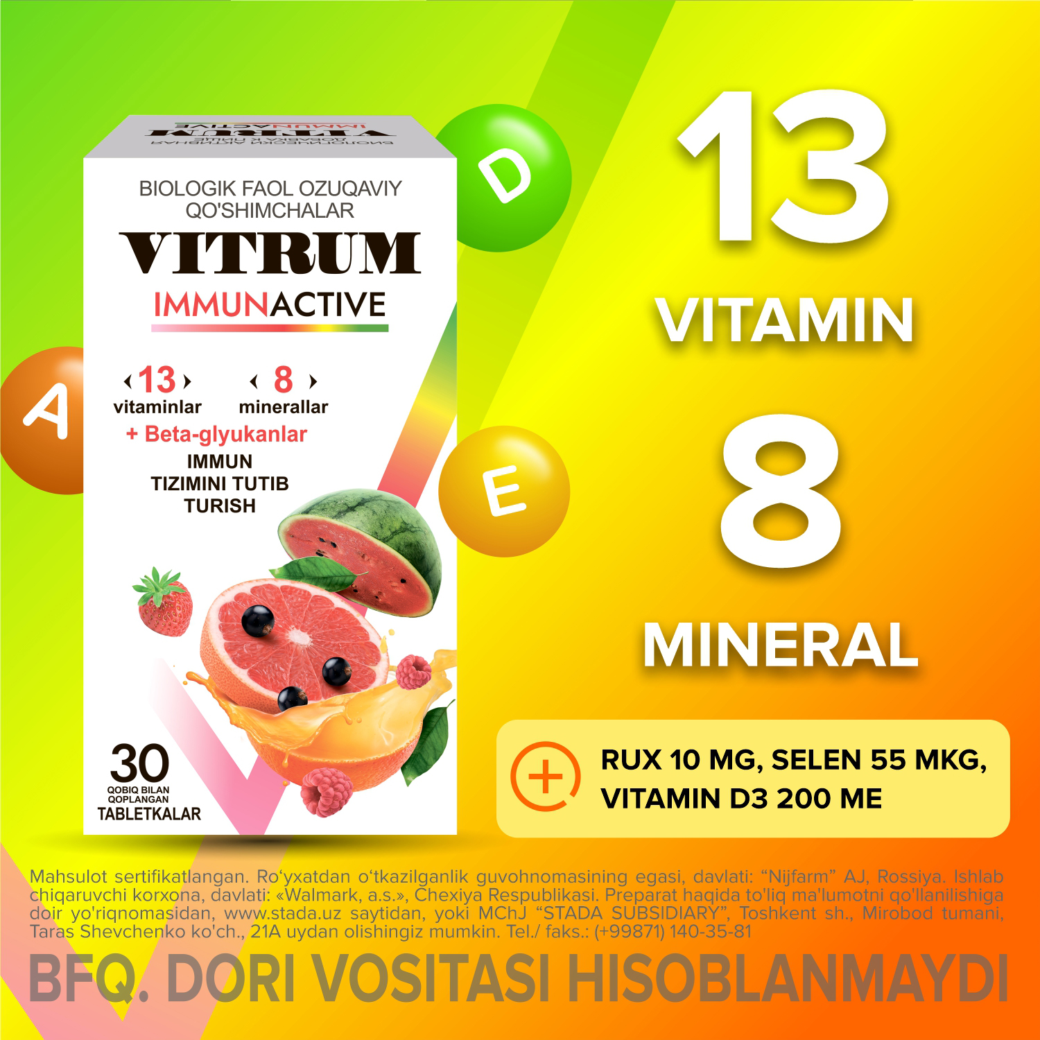 VITRUM IMMUNAKTIV tabletkalari N30