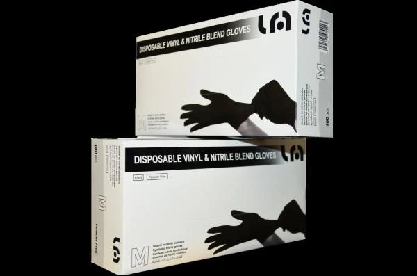 Perchatki sinteticheskie nitrilovie smotrovie, nesterilnie, chernie. M L