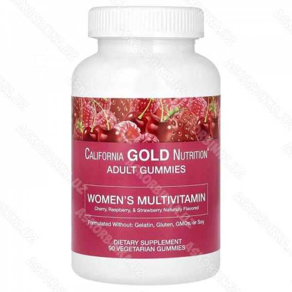 Ayollar uchun multivitaminlar, rezavorlar va mevalarning ta'mi, 90 ta saqich