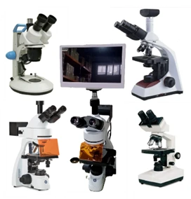 Har xil turdagi trinokulyar mikroskop