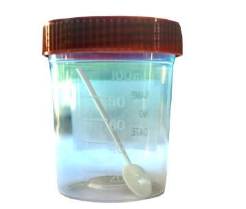 Qopqoqli va qoshiqli biomaterialni yig'ish uchun idish, plastmassa