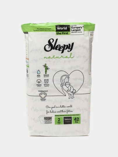 Детские подгузники Sleepy Natural №2 (3-6 кг) 42шт