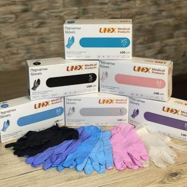 Перчатки TPE синий , чёрный медицинские перчатки UNEX Group