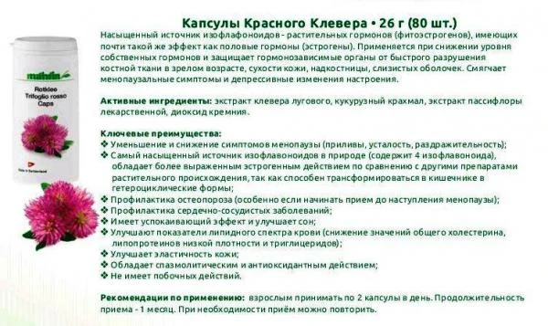 Капсулы Красный Клевер при менопаузе Swiss Nahrin, Швейцария