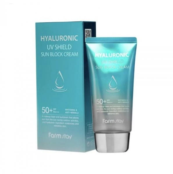 Солнцезащитный крем с гиалуроновой кислотой hyaluronic uv shield sun block cream 70г 5589 FarmStay (Корея)