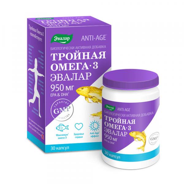 Uch hissali Omega 3 950 mg kapsulalar 1,3 g N30