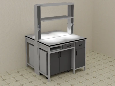 Стол лабораторный (островной) с тумбами и полками 1500*1500*1850, модель 1