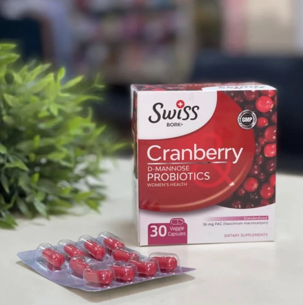 kapsulalar dlya poxudeniya Swiss BORK, Probiotiki s klyukvoy i D-mannozoy dlya jenshin, 30 dona