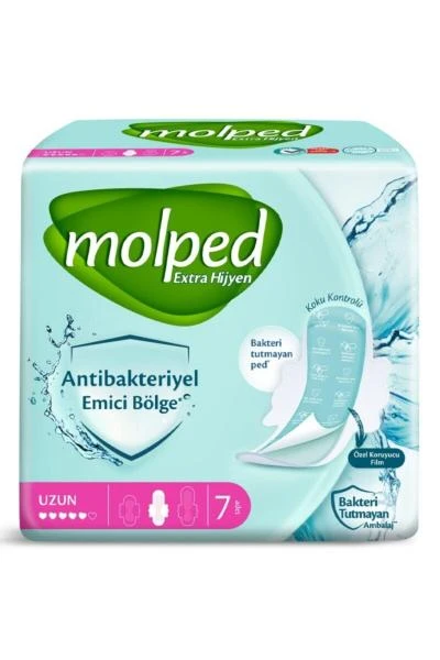 Гигиенические антибактериальные прокладки antibac extra long 7 шт/уп molped