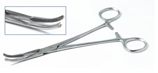 Зажим для прикрепления белья к брюшине с кремальерой 195 мм