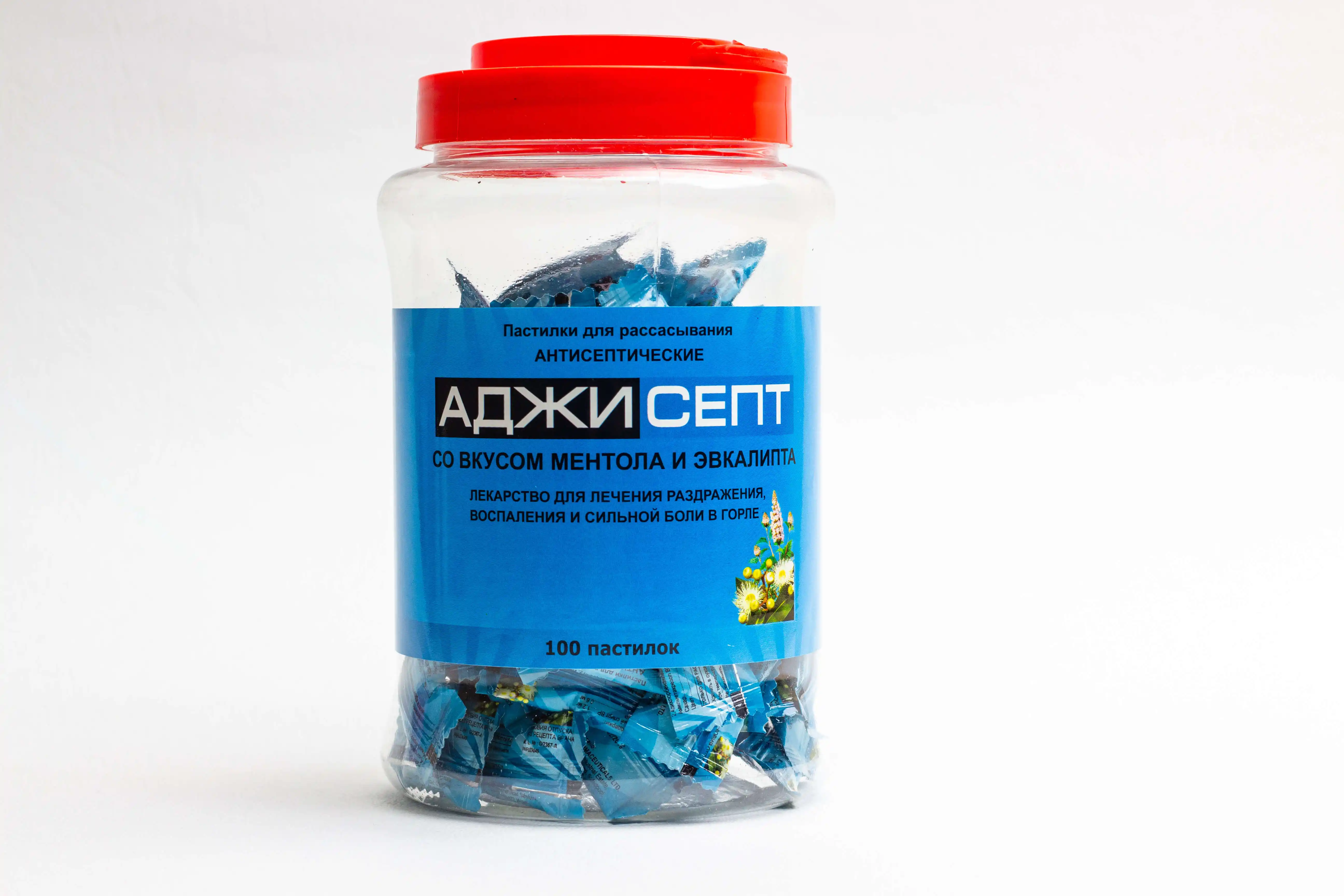 ADJISEPT pastilkalar so vkusom mentola i evkalipta N100