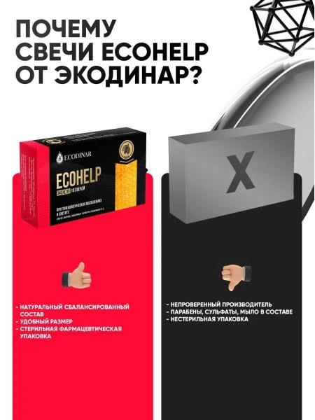 Tabiiy asosda ginekologik yallig'lanishlar uchun ECOHELP fitosuppozitoriyalari