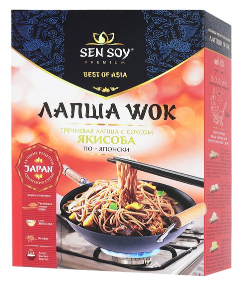 Гречневая лапша soba с соусом yakisoba и кунжутом Sen Soy Premium, 235 г
