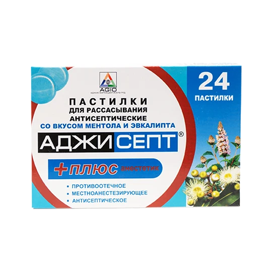 ADJISEPT PLYUS pastilkalar so vkusom mentola i evkalipta N24