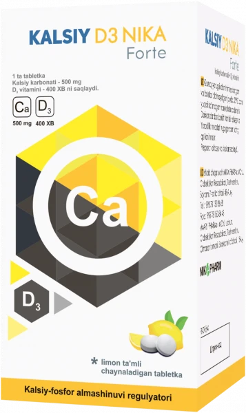 KALSIY D3 NIKA FORTE tabletkalari so vkusom limona N60