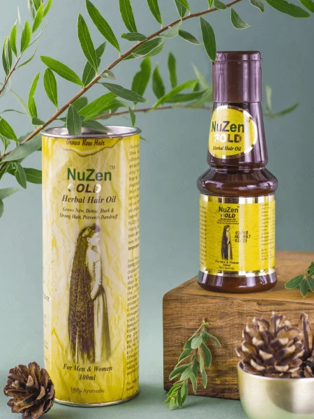 Maslo 'NuZen Gold Herbal Hair Oil' dlya rosta i vosstanovleniya volos